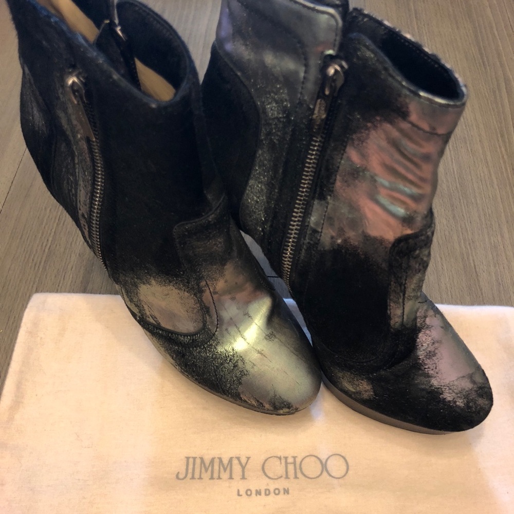 Jimmy school metallic distressed ankle boots